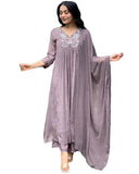 Gosriki Women'S Rayon Blend A-Line Embroidered Kurta With Pant & Dupatta (Sharmi Lavender-Gs_4Xl_Lavender_Xxxx-Large),Lavender,4,B0DKX8LHMQ
