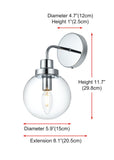 Living District Hanson 1-Light Metal Bath Sconce W/Clear Shade In Black/Brass