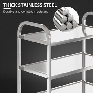 Amarite 3 Shelf Stainless Steel cart,400 lbs,1MM Thick,Serving cart with Wheels, Household, Service Trolley,360Rotation Storage