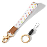 Hsxnam Wrist Lanyard Key Chain, Cute Wristlet Strap Keychain Holder for Women Men Kids Keys ID Badges Phone Airpod, Pink Dots