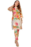 Gosriki Women'S Chanderi Cotton Straight Printed Co-Ord Set (Powder Cream Co-Ord-Nkl-Gs_S_Cream_Small),Cream,,B0CM9M873L