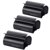 Toothpaste Tube Squeezer - Set of 3 Toothpaste Squeezer Rollers, Metal Toothpaste Tube Wringer Seat Holder Stand XYKEEY (Matt Bl