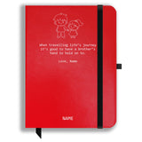 Brown Cloud Personalized Red Leather Cover Notebook/Diary With Personalised/Customized Photographs/Message/Quote For Personal/Co
