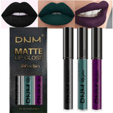 AMY'S DIARY Matte Dark Green Purple Black Plum Liquid Lipstick 3Pcs Sets,24-hour Lipstick Dark Deep Maroon Purple Plum black Lip