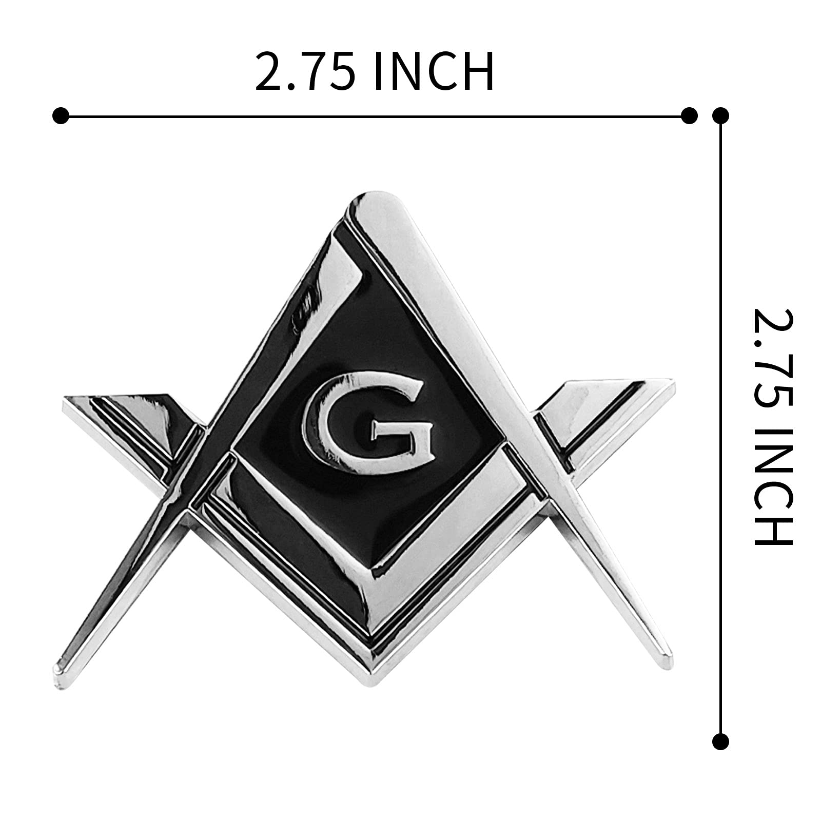 Creatrill 2 Pack 2.75 Chrome Plated Masonic Car Emblem Mason Square and Compasses Auto Truck Motorcycle Decal Gift Accessories
