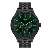 Timex Analog Watch For Man With Green Round Dial & Black Stainless Steel Bracelet Band Water Resistant Men'S Wrist Watches - Twe