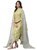 Gosriki Women'S Cotton Blend Embroidered Straight Kurta With Pant & Dupatta (Chakdol-Mahendi-Nw-Gs_Xxl_Green_Xx-Large),Green,2,B0CQH871LQ