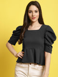 Preneum Women'S Solid Regular Fit Top & Tunic (Valentino-Black-835-S_Black S)