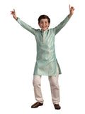 Manyavar Boys Green Art Silk Kurta Pyjama Set
