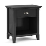 SIMPLIHOME Acadian SOLID WOOD 24 Inch Wide Rustic Bedside Nightstand Table in Black, For the Living Room and Bedroom