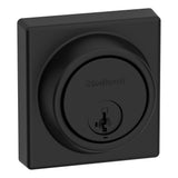 Kwikset 817 Deadbolt Lock, Matte Black Square Exterior Keyed Front Entry Door, Pick Resistant SmartKey Rekey Security, Single Cy