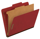 Pendaflex Recycled Classification File Folders, 1 Divider, 2 Embedded Fasteners, 2/5 Tab Cut, Letter Size, Red, Box of 10 (2377