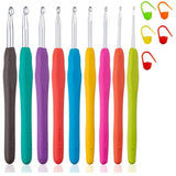 Tusmad 9 Pcs Crochet Hooks, Ergonomic Handle Crochet Hooks Set For Arthritic Hands, Comfortable Smooth Crochet Needles Extra Lon