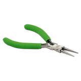 The Beadsmith ColorID Round Nose Plier 5 inches (127mm) Green Comfort Grip Handle Polished Steel Head and DoubleLeaf Spr