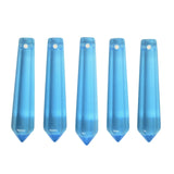 50mm Synthetic Blue Glass Hexagonal Wand Jewelry Making Crystal Pointed Chakra Reiki Healing Beads 2mm Hole Drilled(Pack of 5)