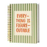 WPQTHIP Sage Green Striped Motivational Spiral Notebook 5.5 x 8.3, Everything Is Figureoutable Inspirational Journal, Positive A