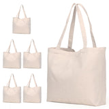 Koolmox Canvas Tote Bags, 6PCS 17x14x3.9'' Heavy Duty Canvas Bags with Reforce Handles and Widened Bottom, Reusable Washable Tot