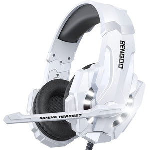 BENGOO Pro Gaming Headset for PS4 PS5 PC Xbox One Controller, Noise Cancelling Over Ear Headphones with Mic, LED Light, Bass Sur