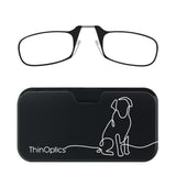 ThinOptics Universal Pod Case + Rectangular Reading Glasses, Dog Line, 44mm + 1.5