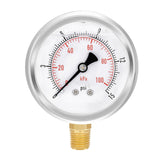 BPSSDI 0-15 Psi Glycerin Liquid Filled Low Pressure Gauge, 2.5 Dial Size, 1/4 NPT Lower Mount, 304 Stainless Steel Case, for Wat