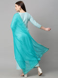 Anni Designer Women'S Cotton Blend Solid Straight Kurta With Palazzos & With Dupatta (Dakum Sky Blue_Xxl_Sky Blue_Xx-Large),Sky Blue,2XL,Cotton Blend,Regular,Dupatta