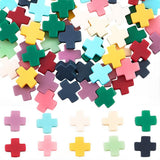 SUNNYCLUE 1 Box 100Pcs Gemstone Cross Beads Crosses Beads Bulk Small Square Coral Stone White Colorful Easter Crucifix Loose Spa