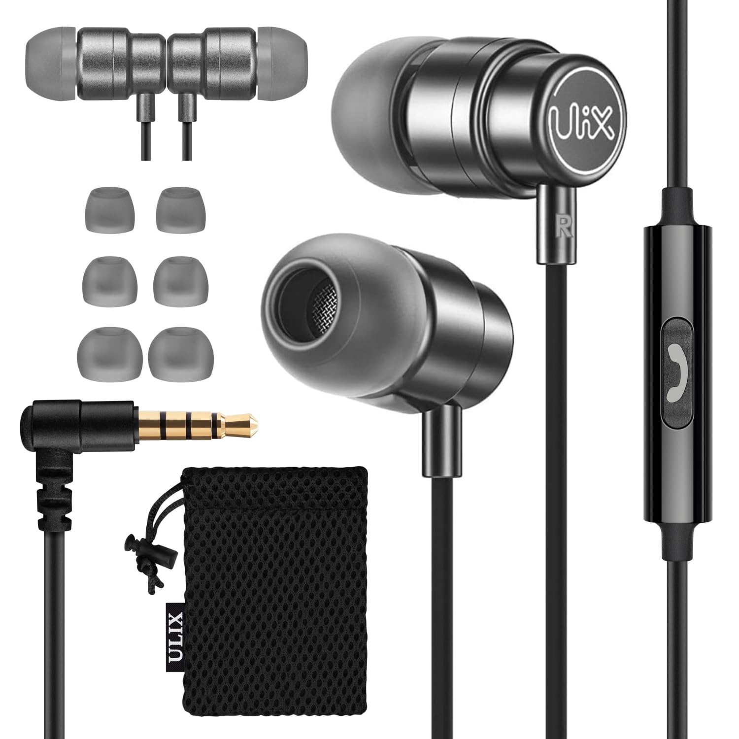 UliX Rider Wired Earbuds in-Ear Headphones, Earphones with Microphone, 5 Years Warranty, with Anti-Tangle Cable, Ear Buds for iP