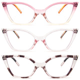 DXYXYO Cat Eye Reading Glasses 2.0+ for Women 3 Pack Anti Blue Light Computer Readers Stylish Retro with Spring Hinge, Pink leop