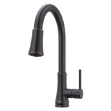 Pfister Pfirst Series Kitchen Faucet with Pull-Down Sprayer, Single Handle, High Arc, Tuscan Bronze Finish, G529PF2Y