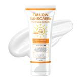Beef Tallow Sunscreen with Mineral SPF 50 3oz : Instant Sun Protection Non Nano Zinc Oxide Sunblock- Non Greasy Formula- Beach J