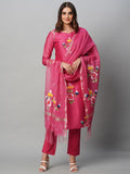 Gosriki Women'S Chanderi Cotton Straight Printed Kurta With Pant & Dupatta (Natkat Pink-Gs_Xxl_Pink_Xx-Large),Pink,2,B0CGD4Y138