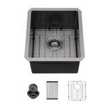 15 Undermount Black Bar Sink - Sarlai 15 x 17 inch Undermount Wet Bar Prep Sink Stainless Steel 16 Gauge Gunmetal Black Single B