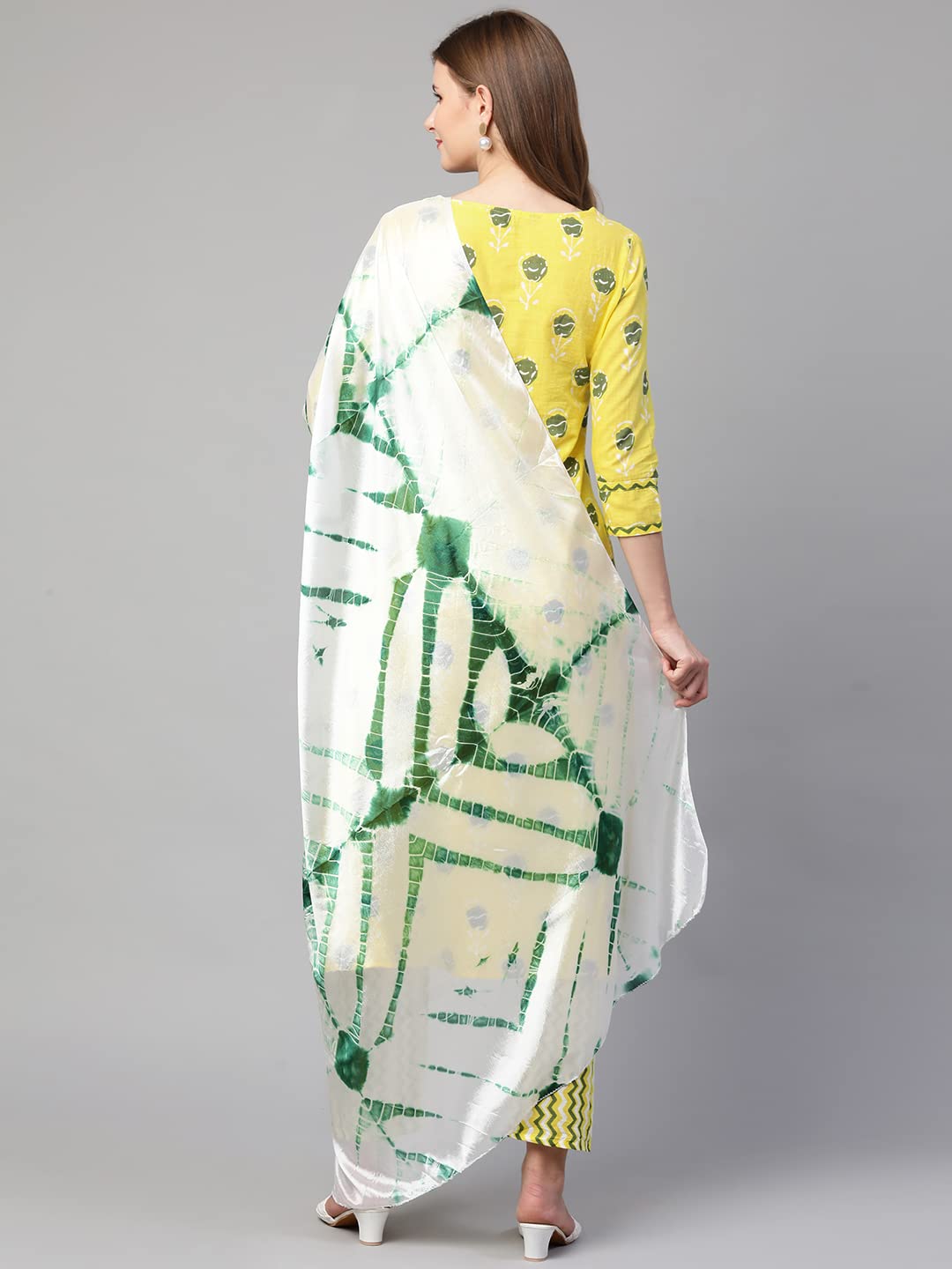 Anni Designer Women'S Cotton Straight Kurta With Pant & Dupatta (Kptd-Cot-10056-Yellow_Xxl_Yellow_Xx-Large),Yellow,2XL,Cotton,Straight,