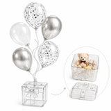 Rozi Decoration Transparent Balloon Stand Box with Gift Storage, 25 Inch Balloon Holder Stand with Bow Base, Reusable Clear Disp