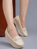 Shoetopai Women'S Cream Comfort Loafers Soft Faux Leather Slip-On Shoes With Cushioned Sole Casual Footwear Eu40,Cream,7,B0DFVGP3XN