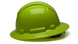 Pyramex Ridgeline Full Brim Hard Hat 4 Point Ratchet Hi Vis Lime