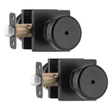 NCSEN 2 Pack Black Interior Door Knobs for Bathroom & Bedroom, Pismo Doorknob Turn Lock with Square Rosette, Heavy Duty Privacy 