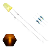 EDGELEC 100pcs 3mm Yellow Lights LED Diodes (Yellow Lens) Diffused Round Lens 29mm Long Lead (DC 2V) +100pcs Resistors (for DC 6