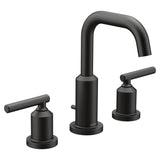Moen Gibson Matte Black TwoHandle High Arc Widespread Bathroom Sink Faucet for 3Hole Setups with Valve Included, TV6142BL