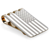 Lindenle Money Clip Spring Steel Cash Clips Large Capacity Minimalist Front Pocket Wallet, 18K Gold Engraved Flag, 2.42*1.38*0.4
