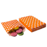 Amsthow Flat Paper Treat Bag 5.12 x 6.3-inch Cookie Paper Bags Orange Dot Greaseproof Bakery Glassine Wax Wrap for Cookies Candi