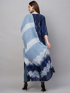 Gosriki Women'S Cotton Blend Straight Printed Kurta With Pant & Dupatta (Urmila Blue-Gs_M_Blue_Medium),Blue,,B0C7W3Z231