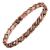 Feraco Copper Bracelet for Women 99.99% Solid Copper Magnetic Bracelets, Unique X Shape Links (Fishtail)