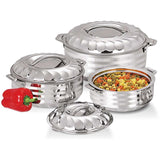 Vinod 4-Piece Insulated Casserole Food Warmer/Cooler Hot Pot Gift Set 4000mL+5000mL+7500mL+10000mL Stainless Steel-New