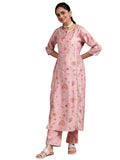 Libas Womens Printed Silk Blend A-Line Kurta With Trousers