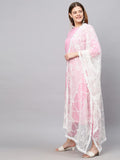 Anni Designer Women'S Ruby Cotton Straight Embroidery Kurti With Pant & Dupatta Set (White-Show-Light Pink-Nw_S_Light Pink_Small),Light Pink,S,Cotton,Regular,
