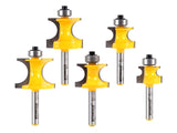 YONICO Bullnose Beading Router Bits Set 5 Bit 1/4Inch Shank 13516q