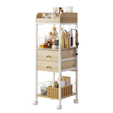 DONGRONG Makeup Organizer Cart, Rolling Floor Skincare Organizer and Storage with 2 Wooden Drawers, Cosmetics Display Cases Hold