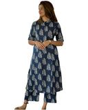 Anni Designer Women'S Rayon Viscose A-Line Printed Kurta With Pant (Kopek Blue_Xxl_Blue_Xx-Large),Blue,2XL