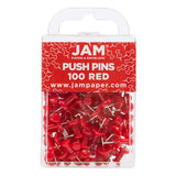 JAM PAPER Colorful Push Pins Red Pushpins 100/Pack